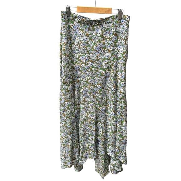Veronica Beard Shilpa Floral Asymmetric Silk Skirt in Forest Army Multi - Picture 7 of 10